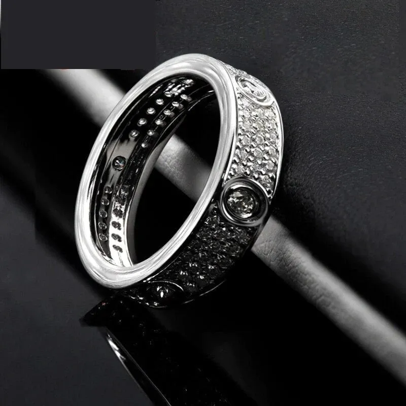 10k 14k 18k White Gold Three Rows of Luxury Eternity Ring for Women