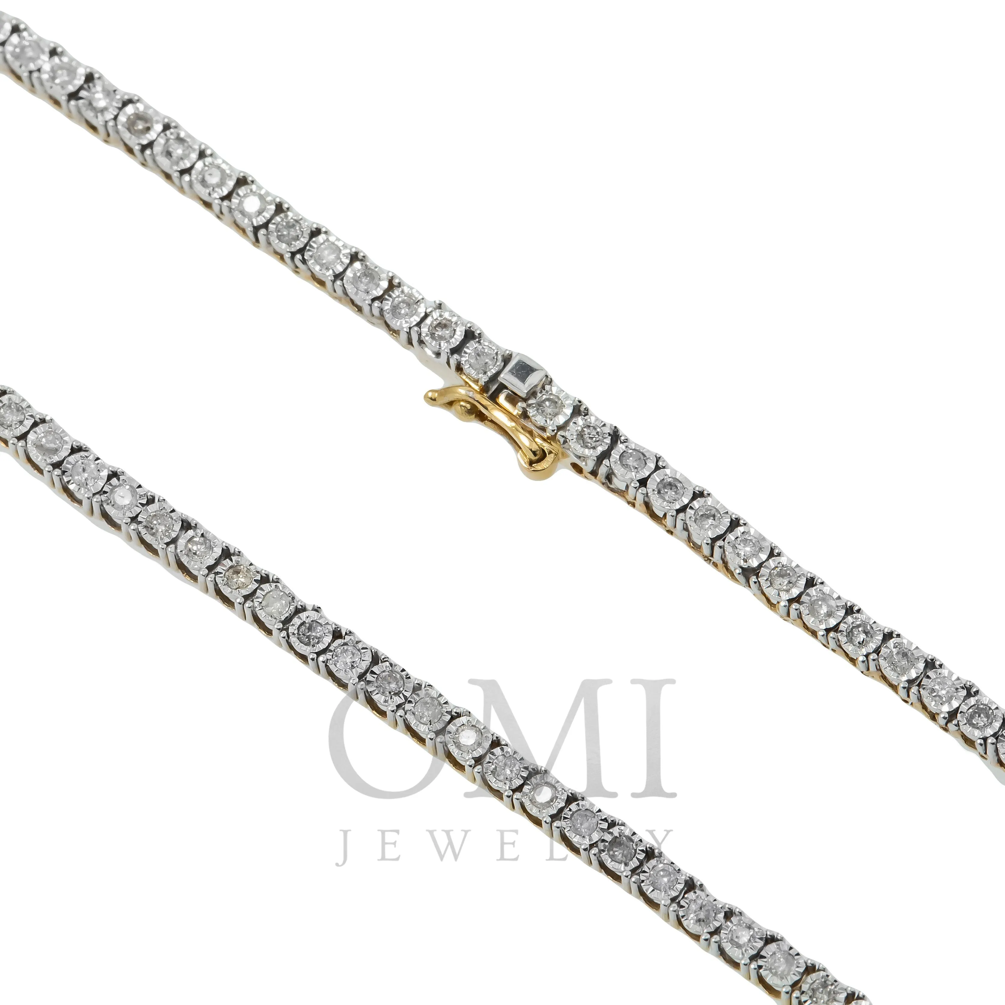 10K GOLD ROUND DIAMOND 2MM TENNIS CHAIN 1.59 CT