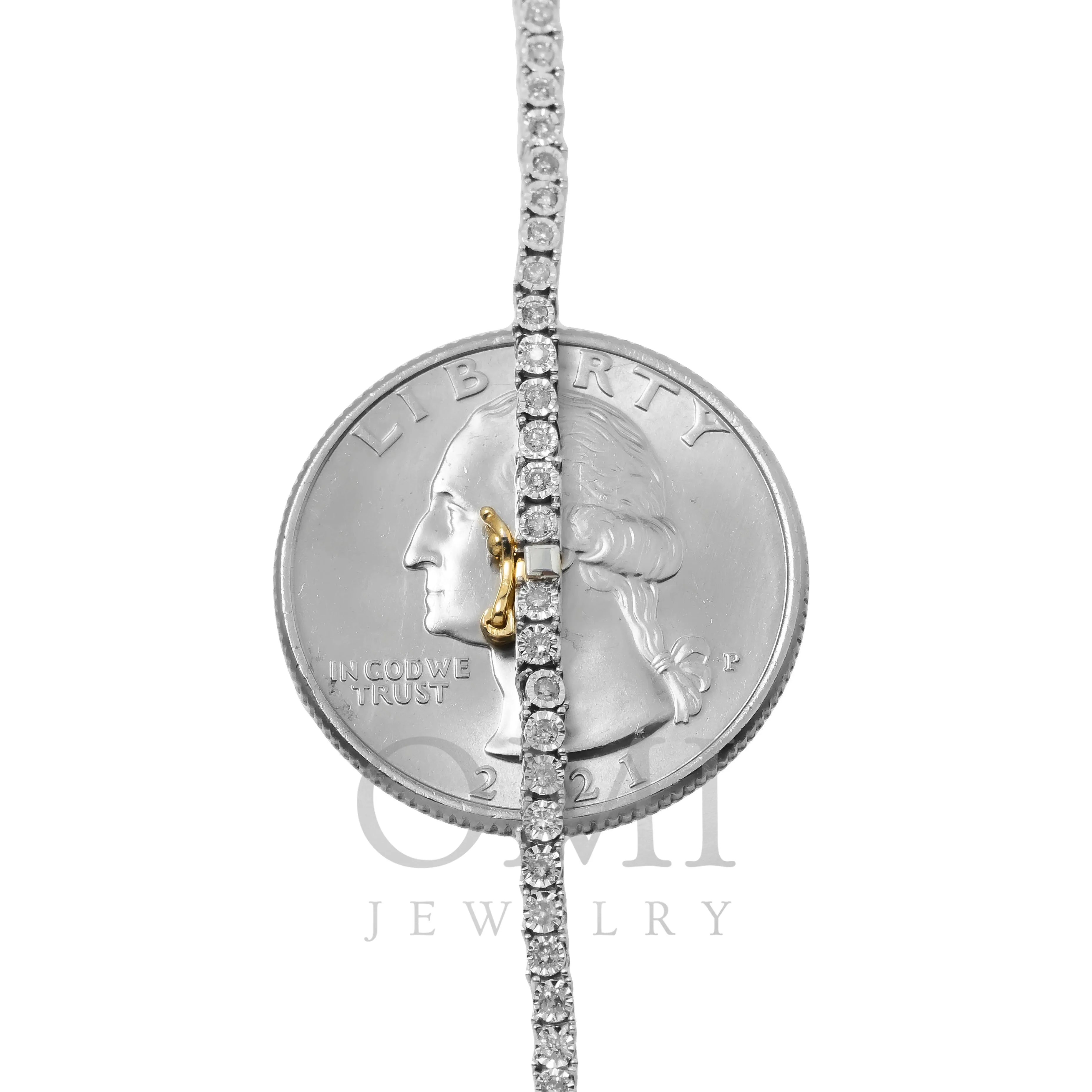 10K GOLD ROUND DIAMOND 2MM TENNIS CHAIN 1.59 CT