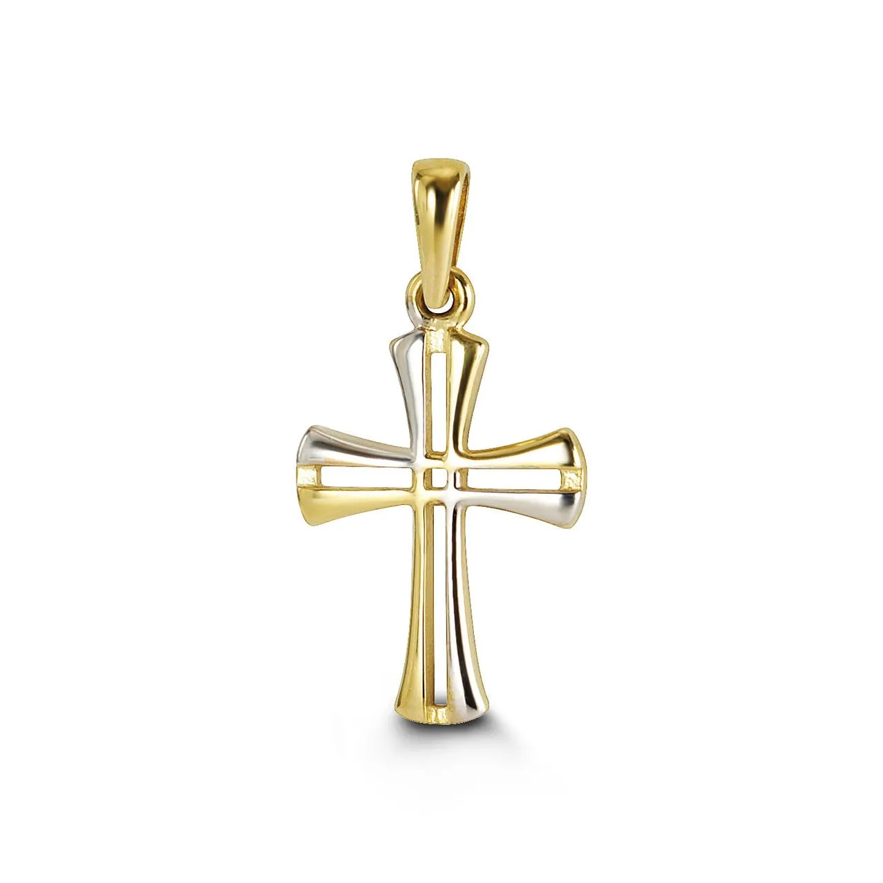 10k Two-Tone Gold Open Cross