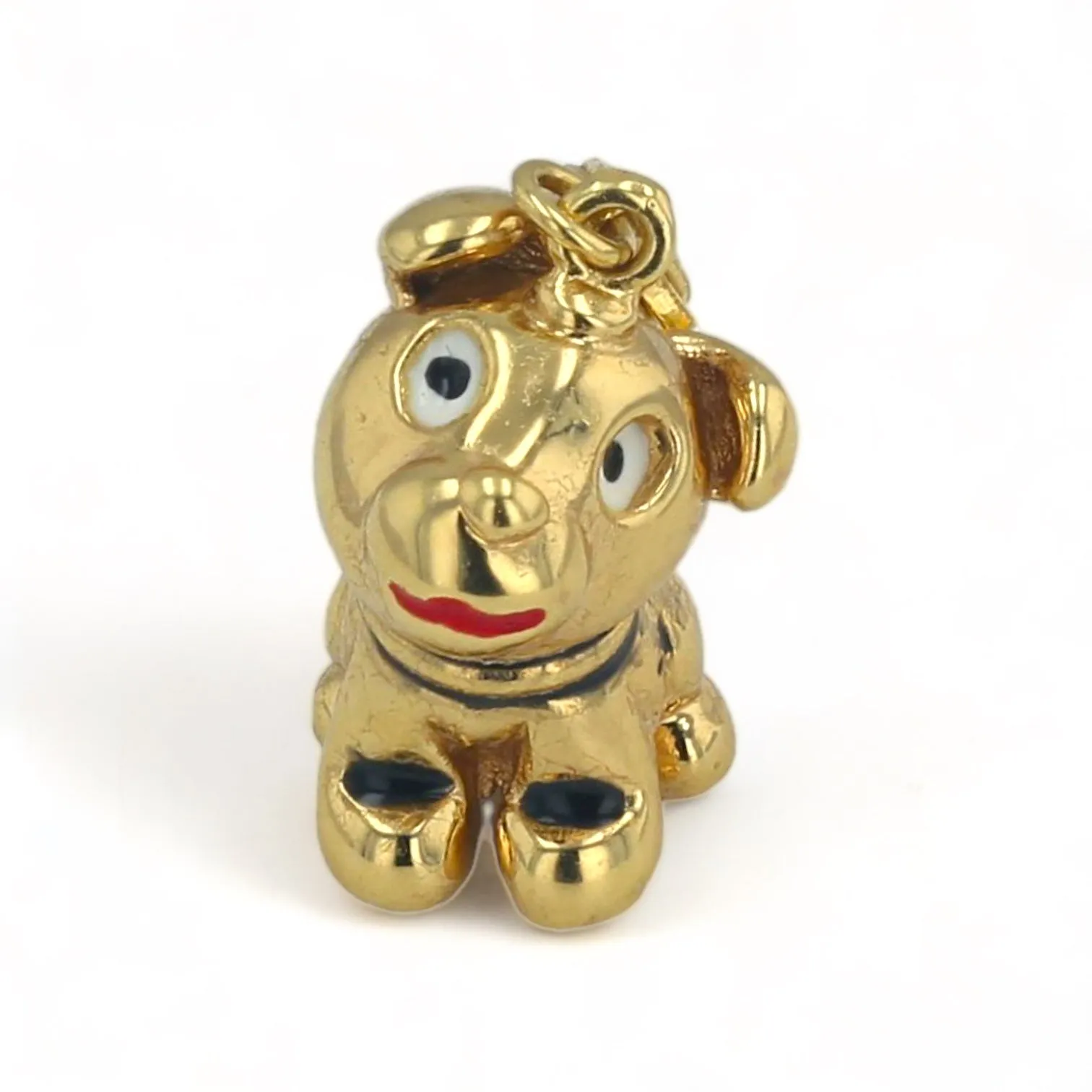 14K Yellow gold Graziella puppy pendant-3472