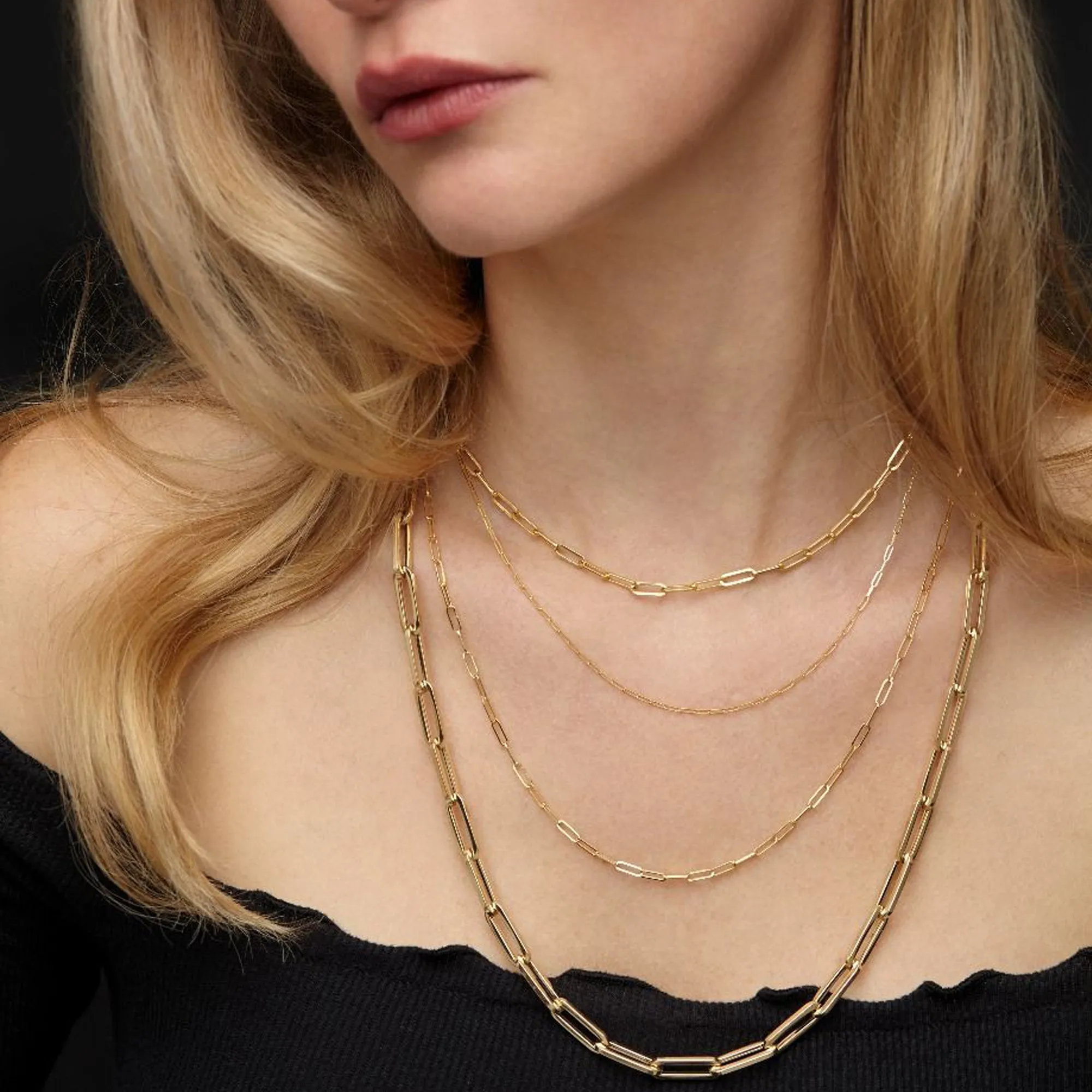 14k Yellow Gold Paperclip Chain Necklace, 6mm