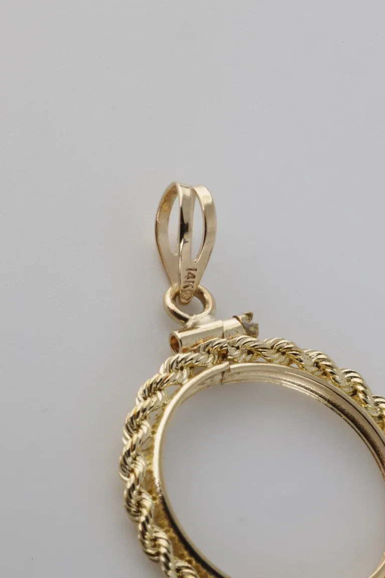 14k Yellow Gold Rope Bezel Pendant (2.20g.)