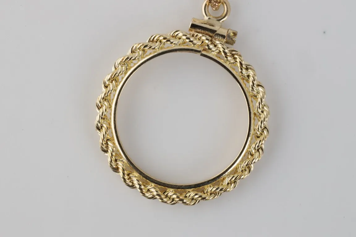 14k Yellow Gold Rope Bezel Pendant (2.20g.)