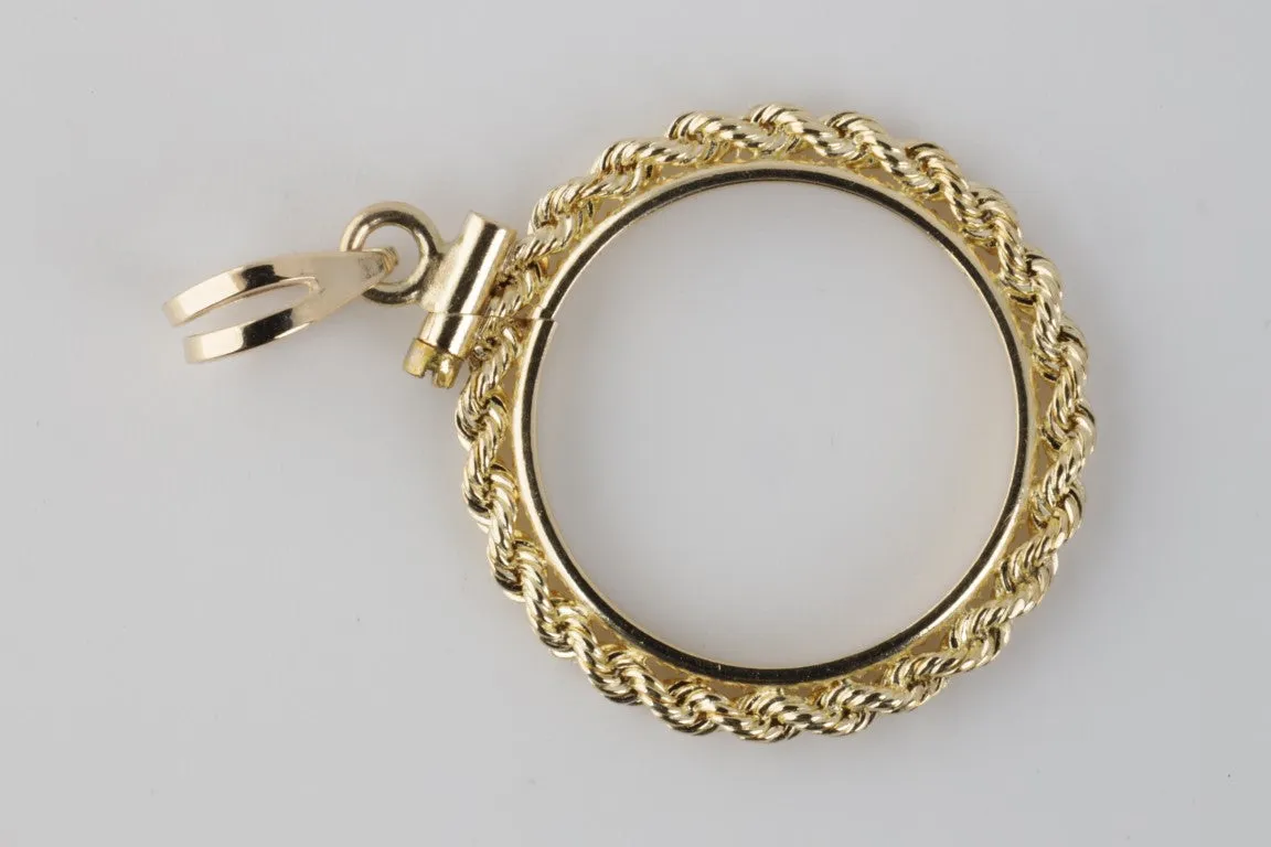 14k Yellow Gold Rope Bezel Pendant (2.20g.)