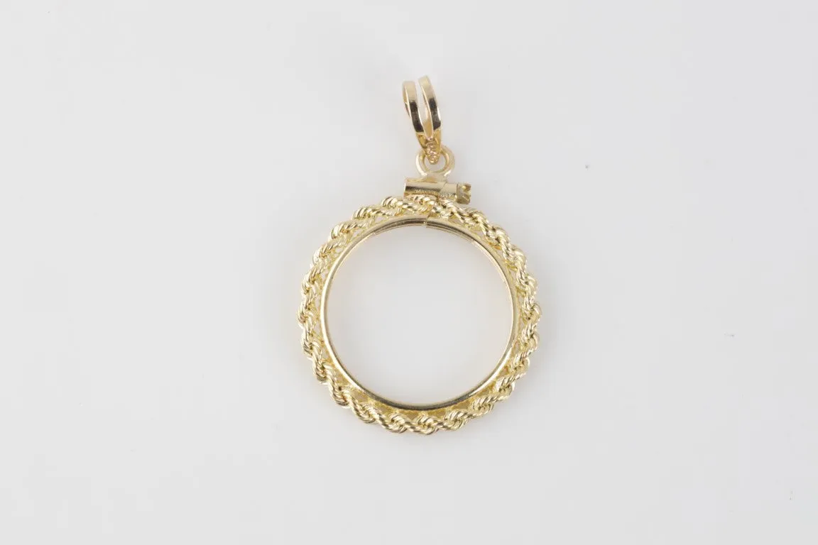 14k Yellow Gold Rope Bezel Pendant (2.20g.)