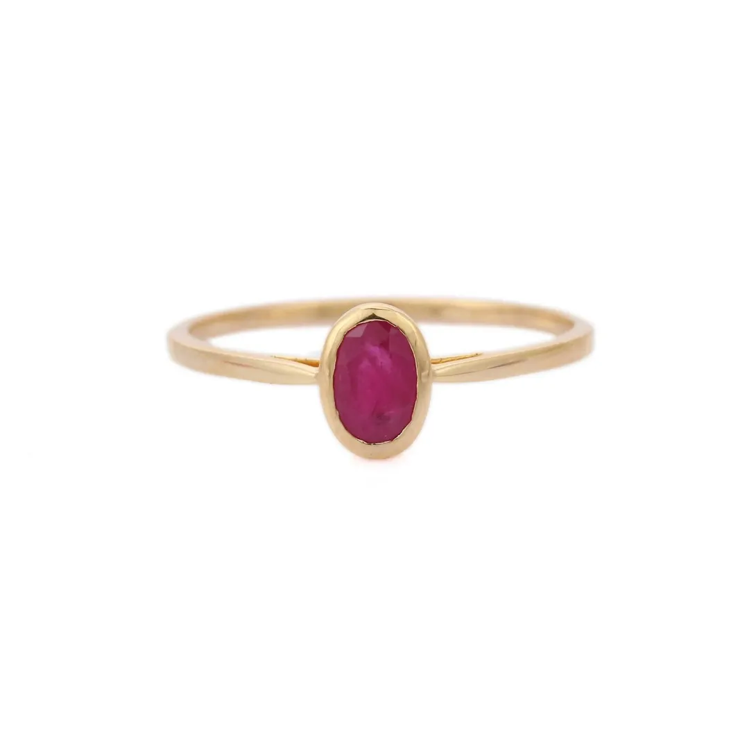 14K Yellow Gold Ruby Ring