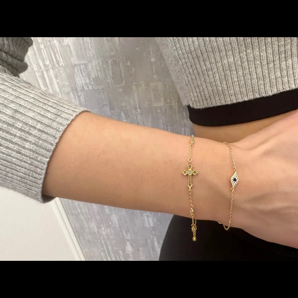 18k/925 Vermeil Cross with CZ Bracelet