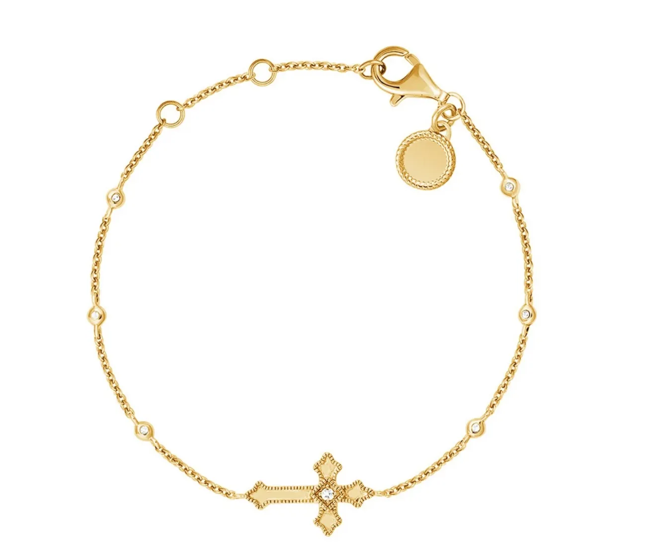 18k/925 Vermeil Cross with CZ Bracelet