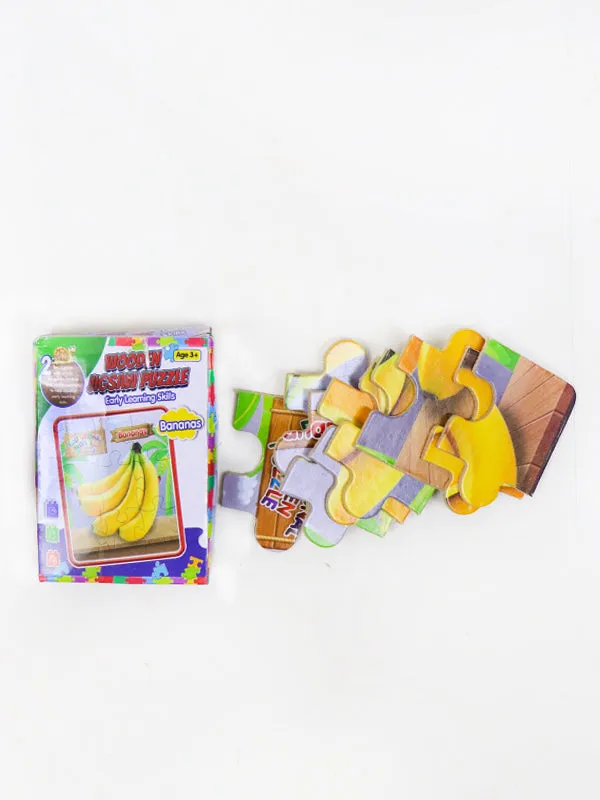 2 in 1 Wooden Jigsaw Puzzle Banana   Elephant