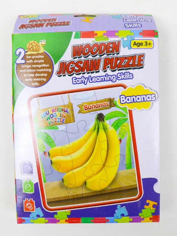 2 in 1 Wooden Jigsaw Puzzle Banana   Elephant