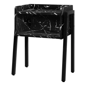 23" Black Faux Marble End Table With Shelf By Homeroots