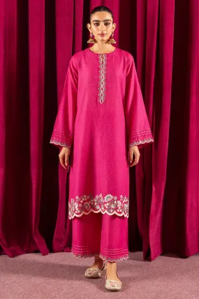 2PC Pink Embroidered