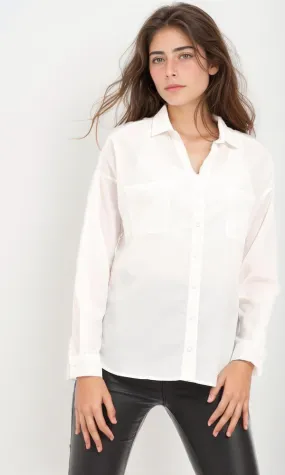 57078 Formal Full Buttoned Polyester Shirt - White