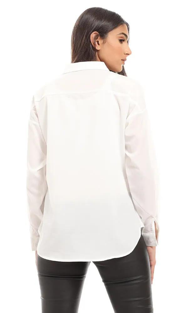 57078 Formal Full Buttoned Polyester Shirt - White