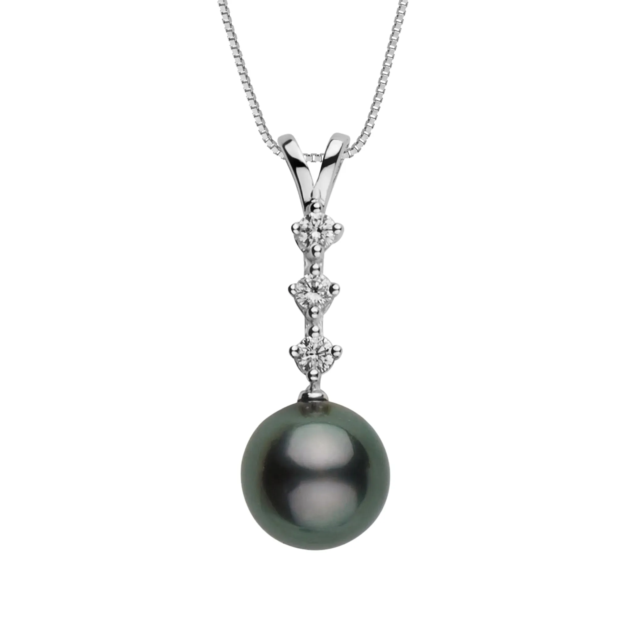 9.0-10.0 mm Tahitian Pearl and Diamond Luminary Pendant