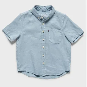 Academy Brand Rookie Hampton Linen Short Sleeve Shirt - Bluebell