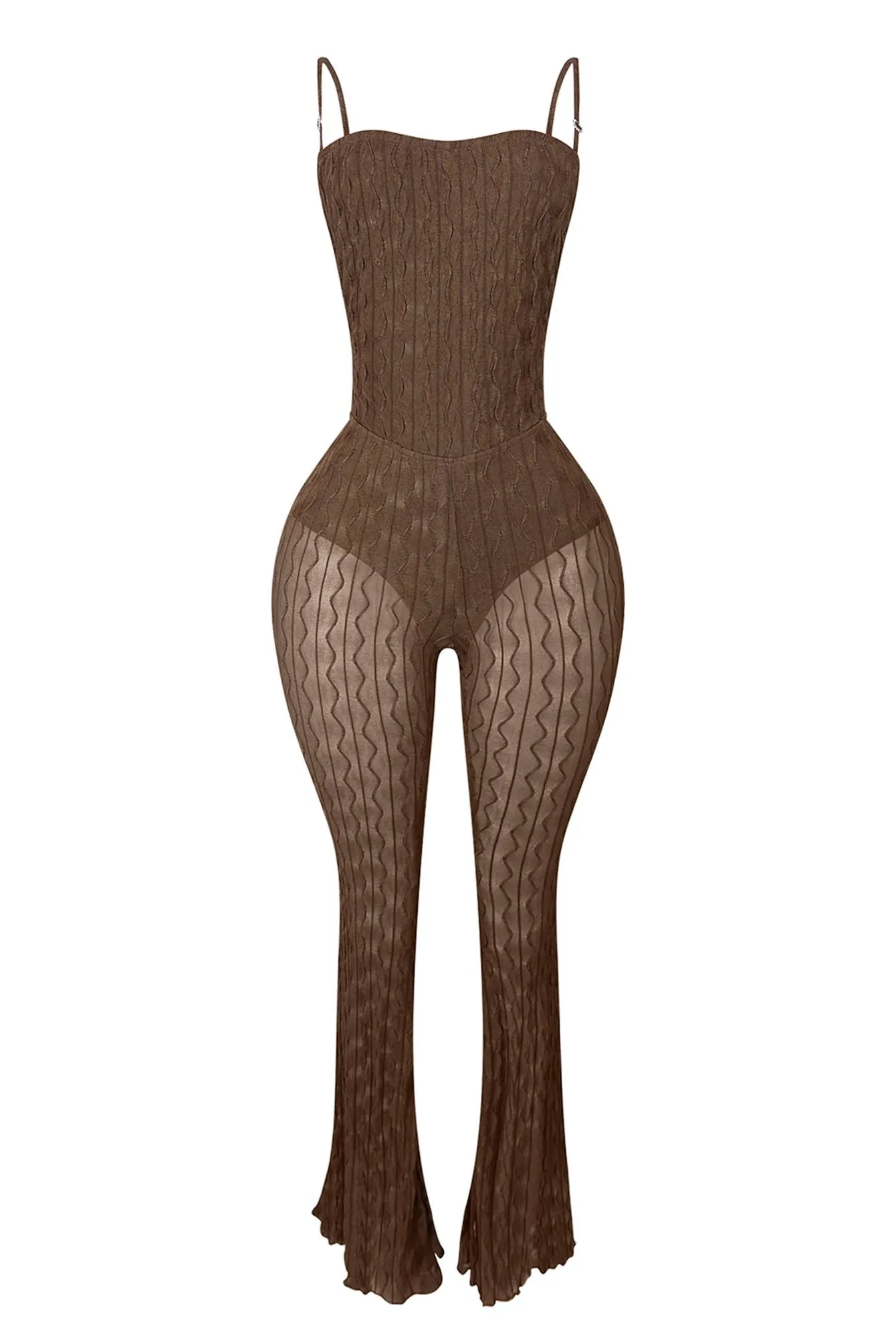 Alexi Mesh Textured Jumpsuit With Shrug