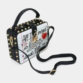 All I Need Is Love and Wi-Fi Message Box Locket Hand Bag / Crossbody Bag