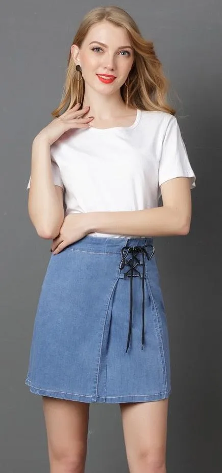 ALL TIED UP DENIM MINI