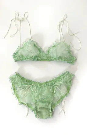 Anaphora Set in Vintage Green Floral Chiffon (Only one available- any size!)