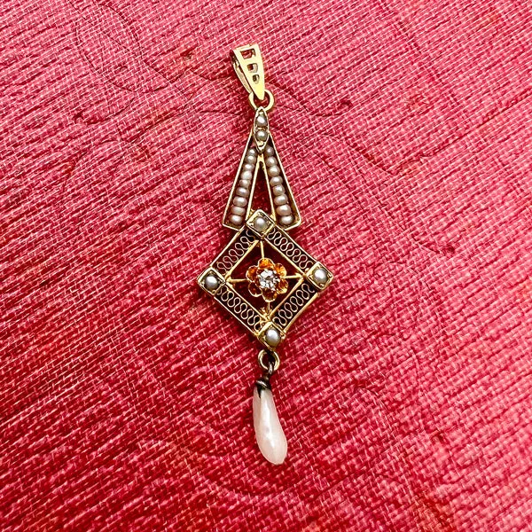 Antique Diamond & Pearl Lavalier