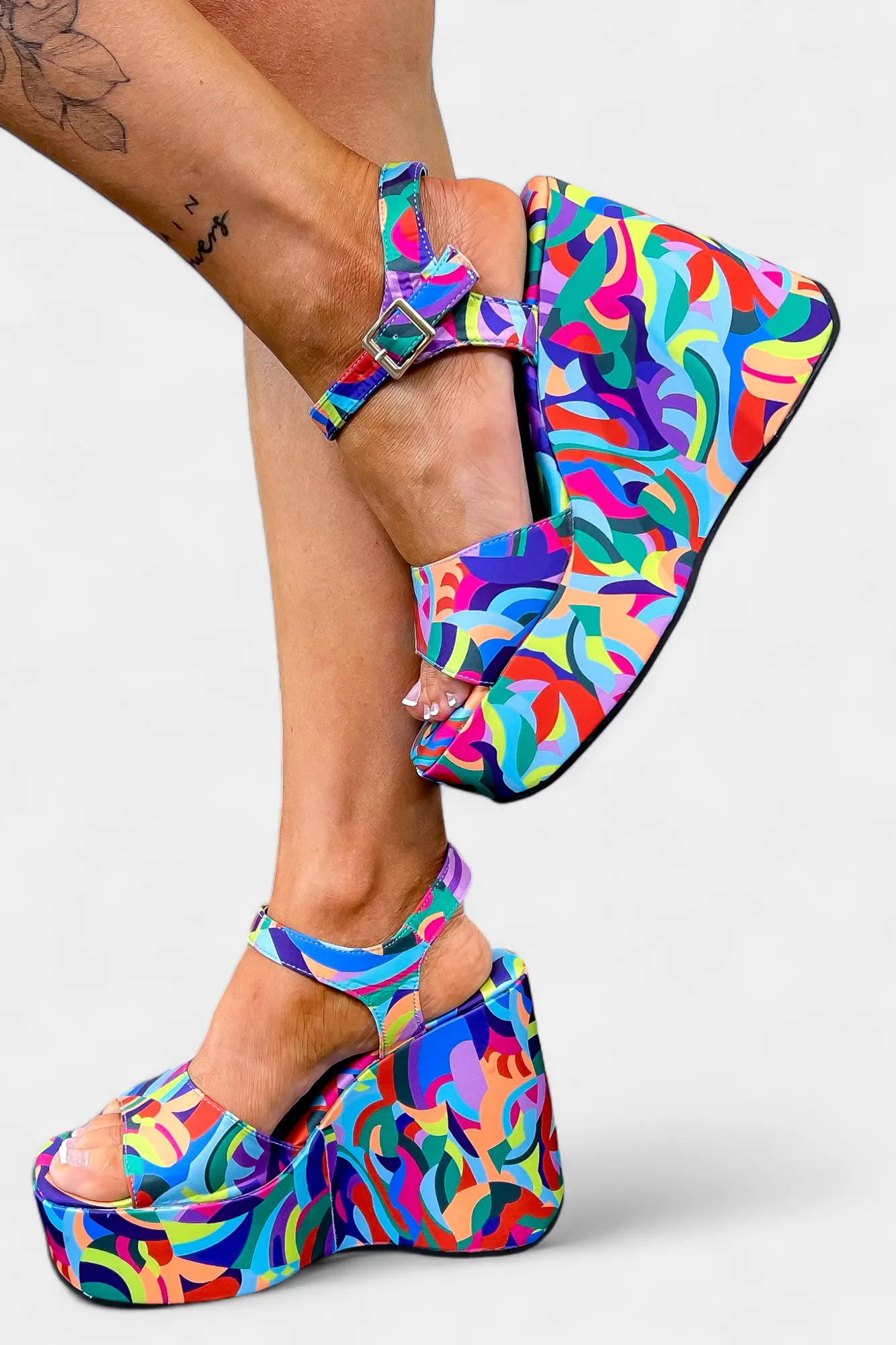 Art Abstract Platform Sandals