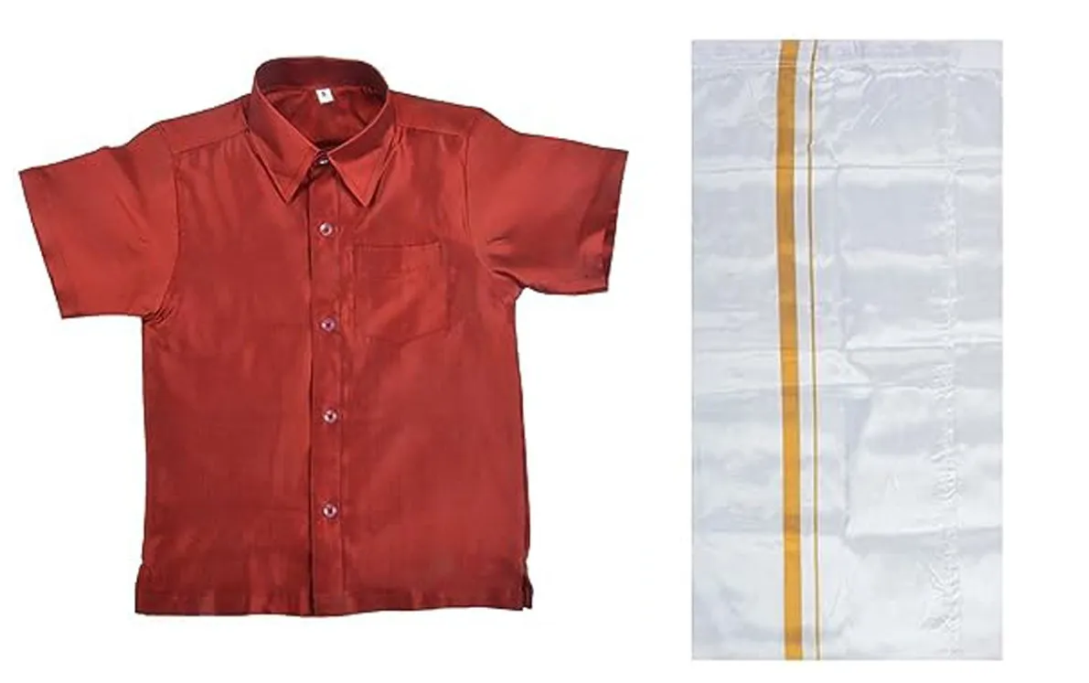 Attractive Red Colored Dhoti Set For Kids