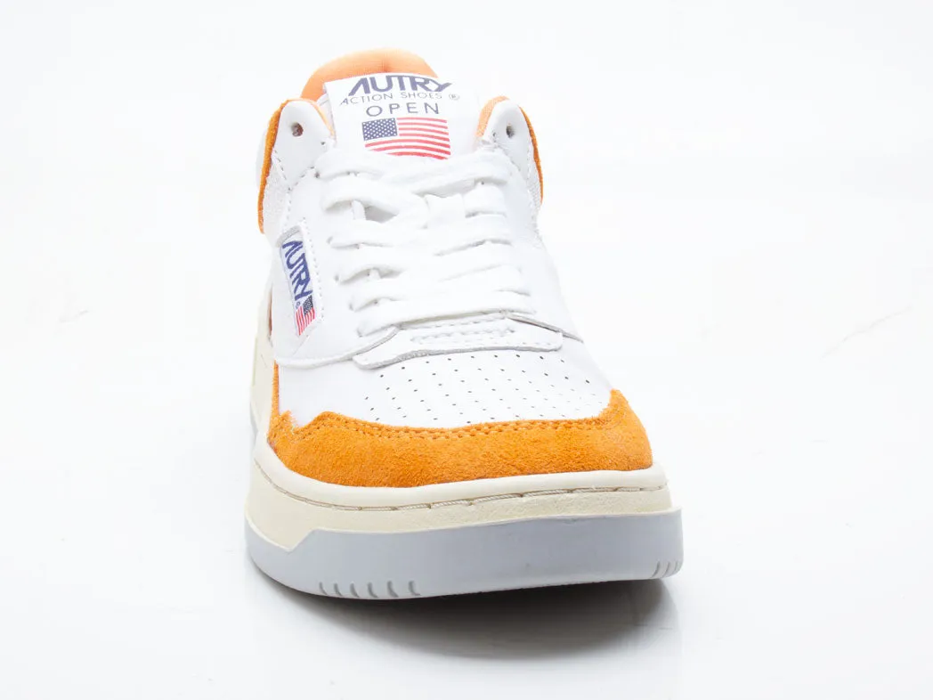 Autry Action Shoes Sneaker Open Mid Women white orange AOMWSM05