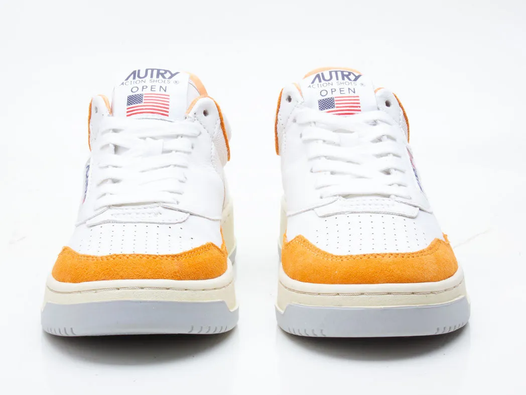 Autry Action Shoes Sneaker Open Mid Women white orange AOMWSM05