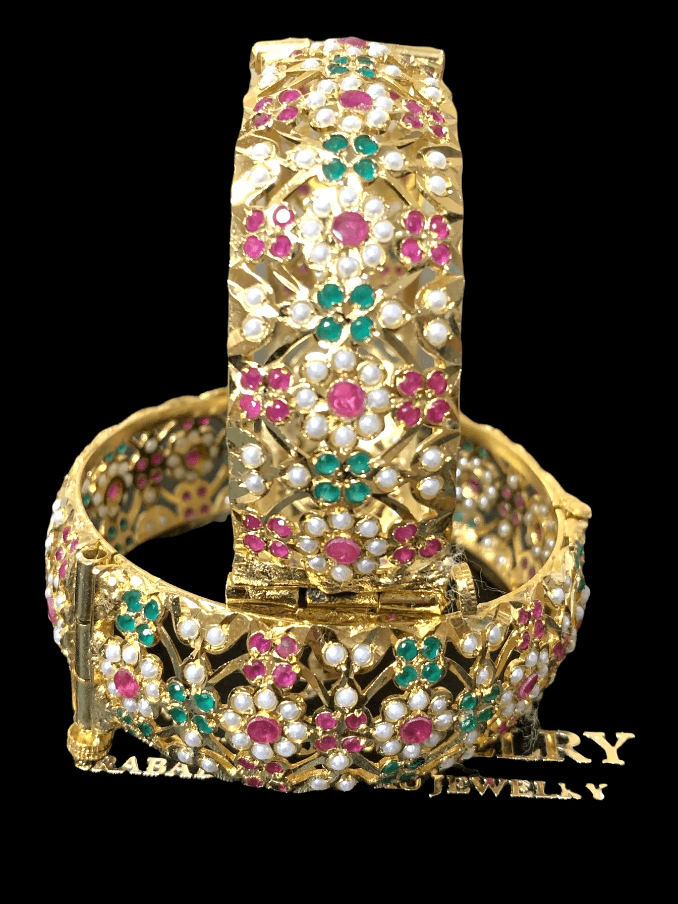 B11 Shibra bangles  - ruby emerald - one pair ( READY TO SHIP )