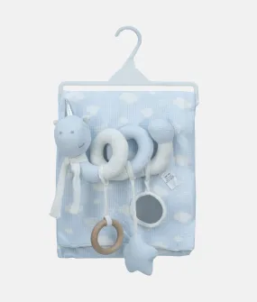 Baby Blanket & Twister Toy Set - Blue - Bebe Favour