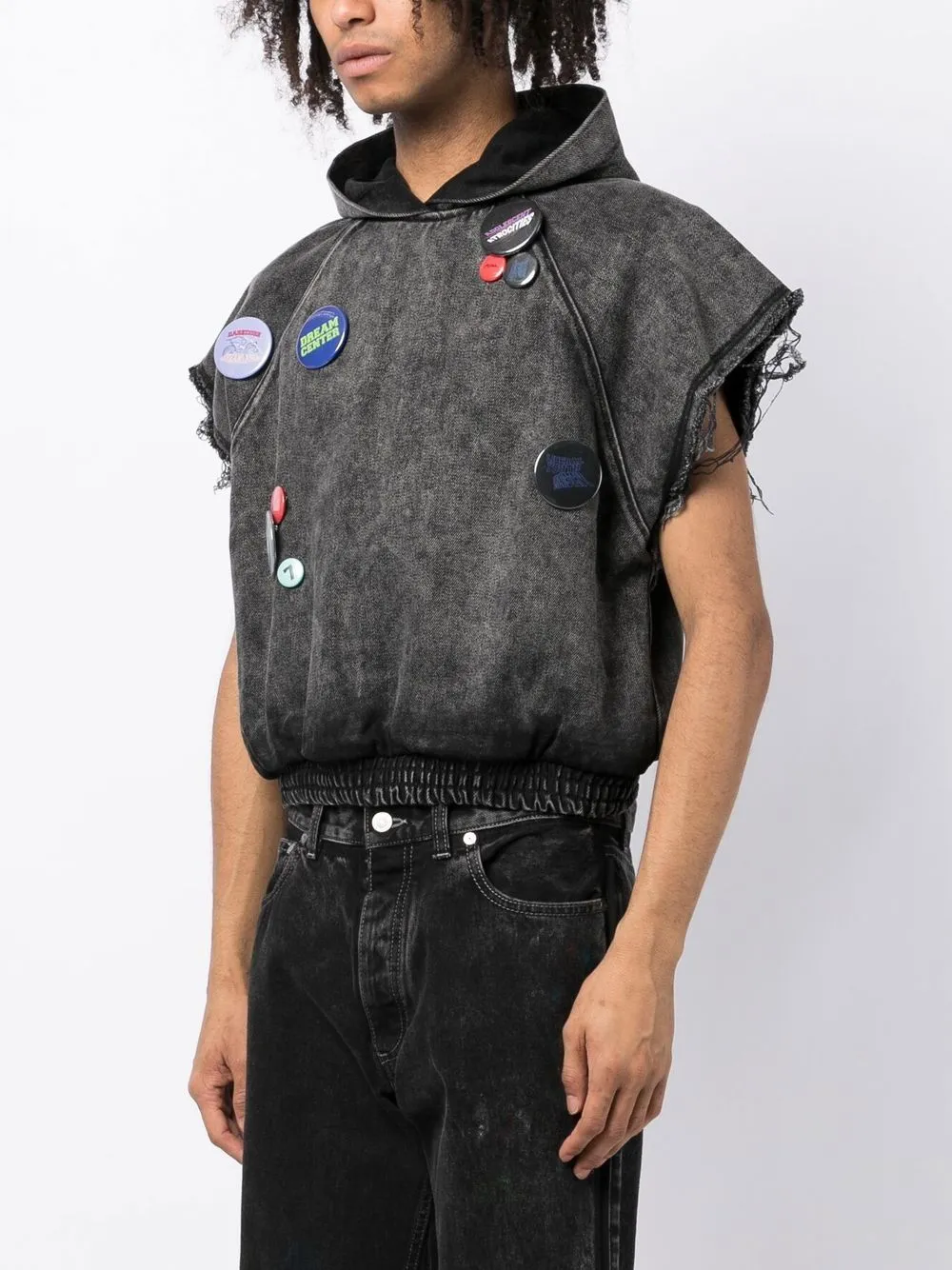 Badge-Embellished Sleeveless Hoodie