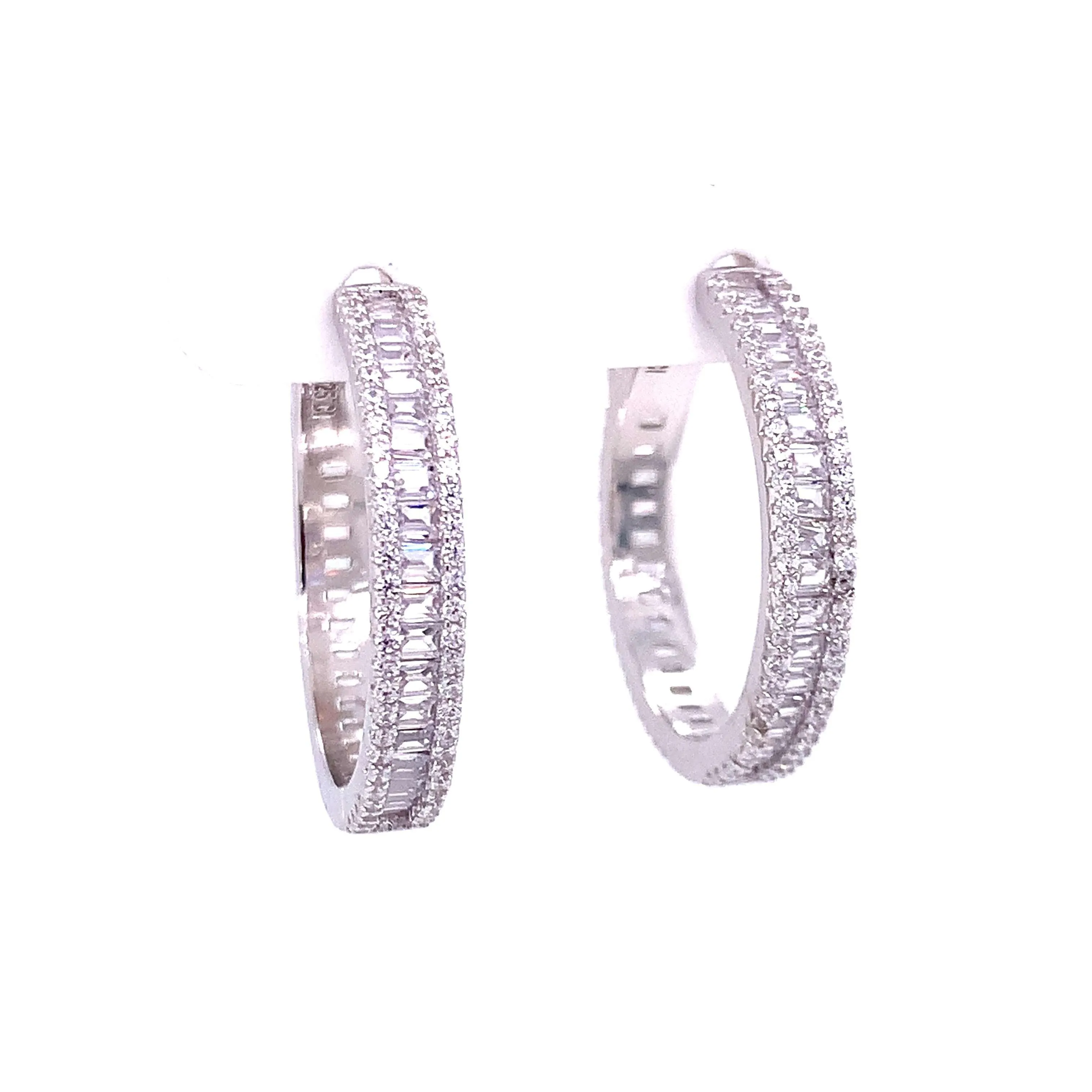 Baguette CZ Hoop Earrings