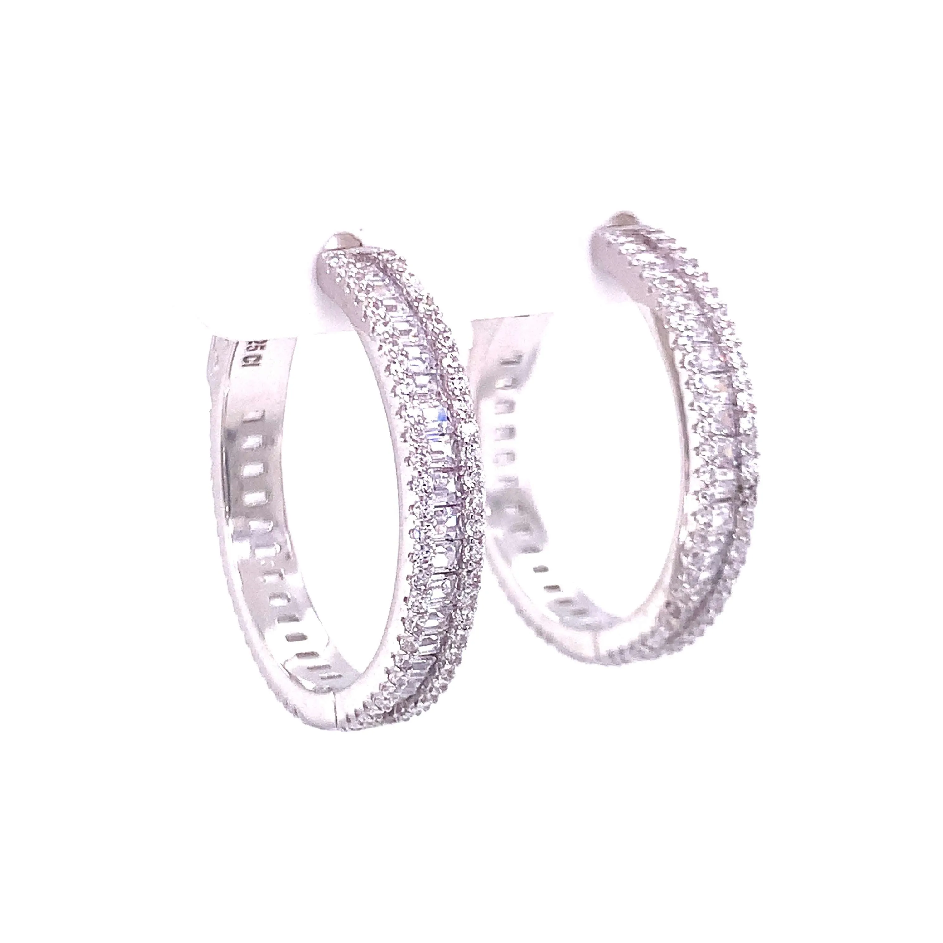 Baguette CZ Hoop Earrings