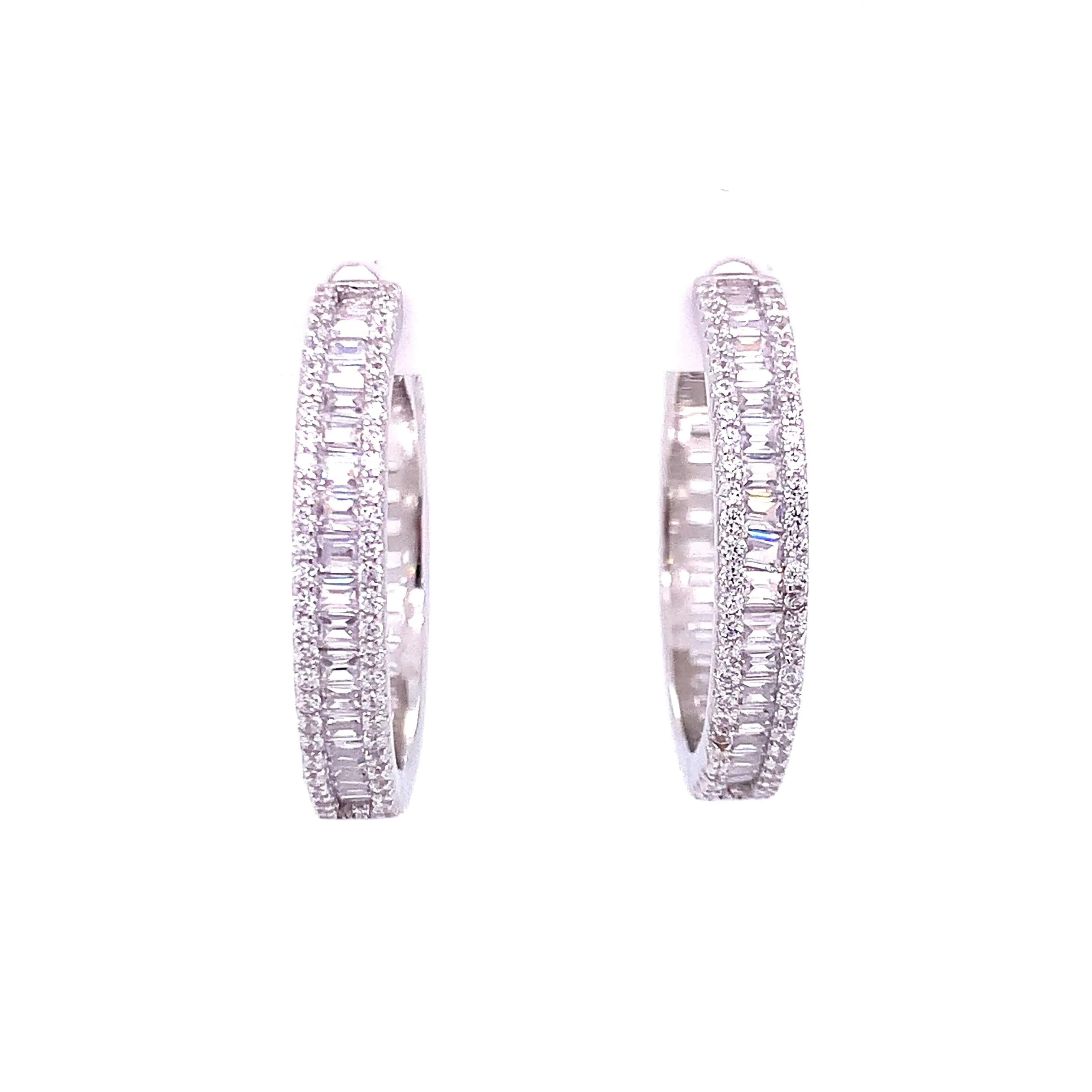 Baguette CZ Hoop Earrings