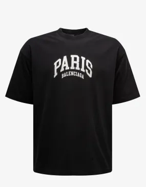 Balenciaga Black Cities Paris Medium Fit T-Shirt