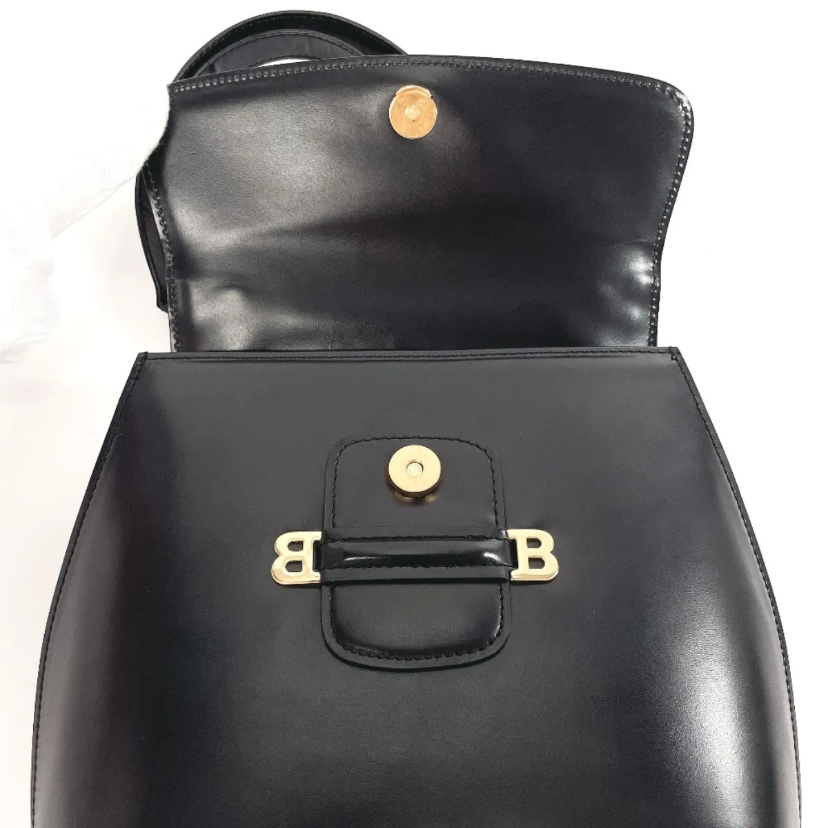 BALLY Handbag leather black Women Used Authentic