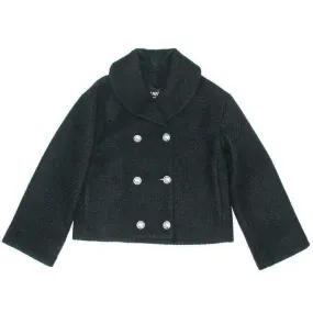 Balmain - New - Black Cape Wool Peacoat w/ Silver-Toned Buttons - SZ 36/ US S