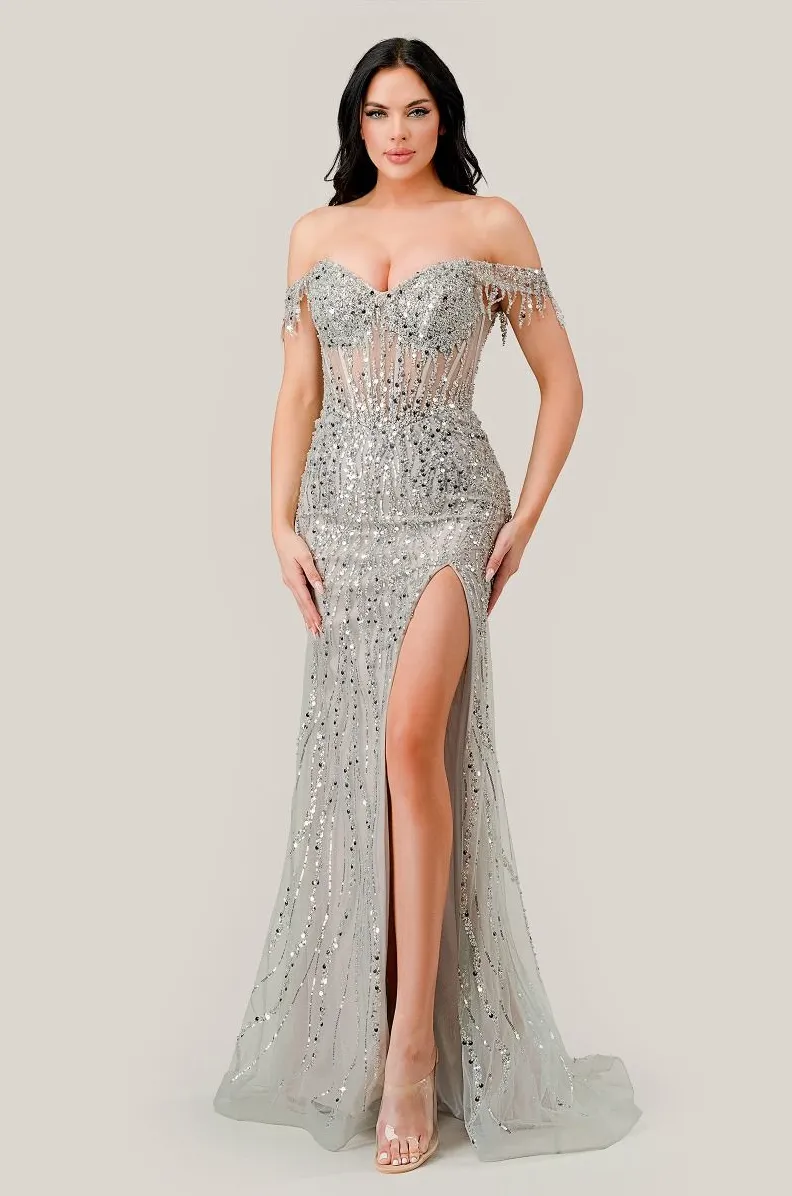 Beauteous | Off the Shoulder Sequin Gown | LaDivine CD0203