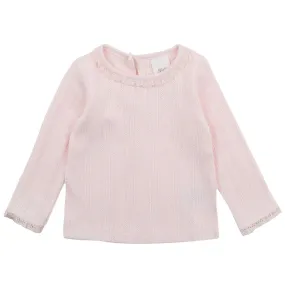 Bebe - Pink Pointelle LS Tee