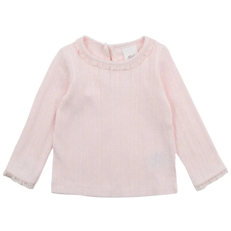 Bebe - Pink Pointelle LS Tee