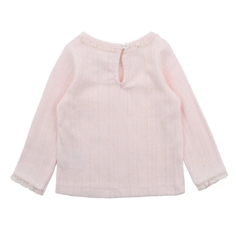 Bebe - Pink Pointelle LS Tee