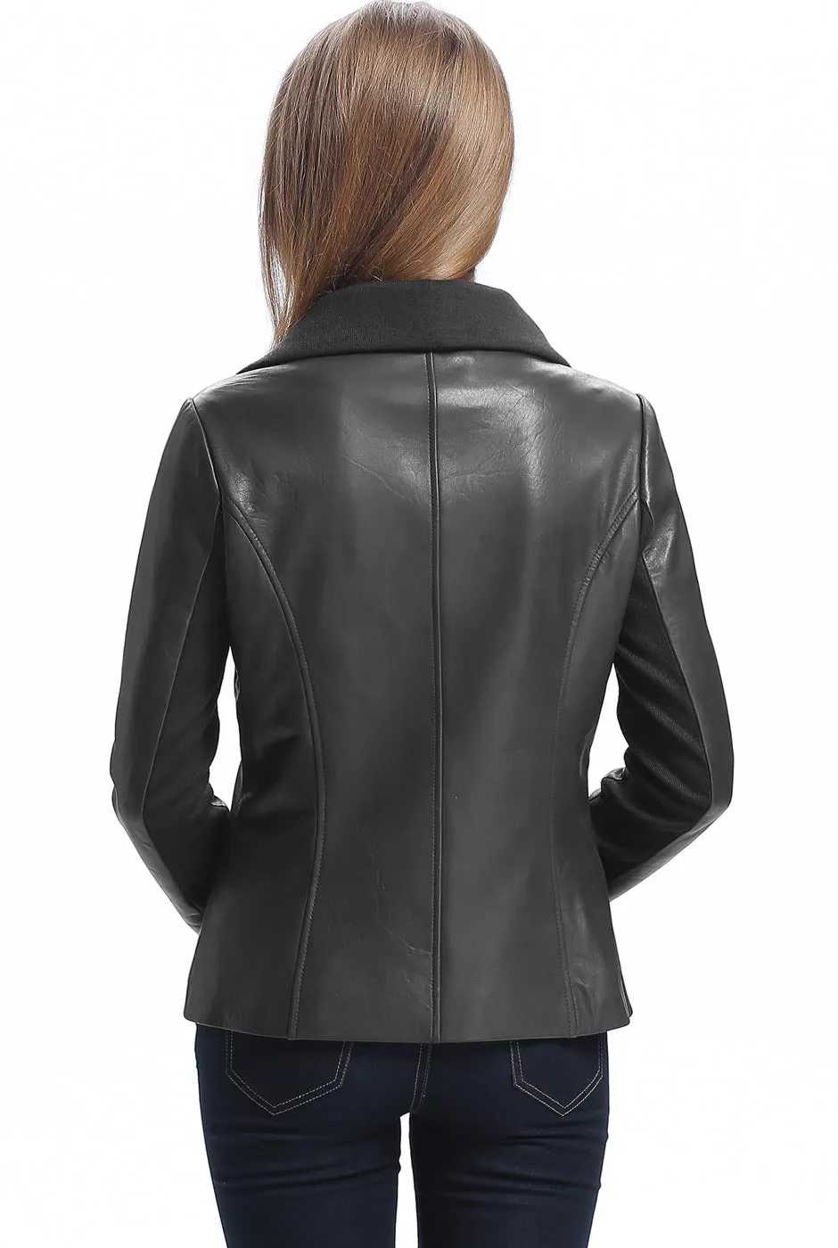 BGSD Women Lily Lambskin Leather Drape Jacket