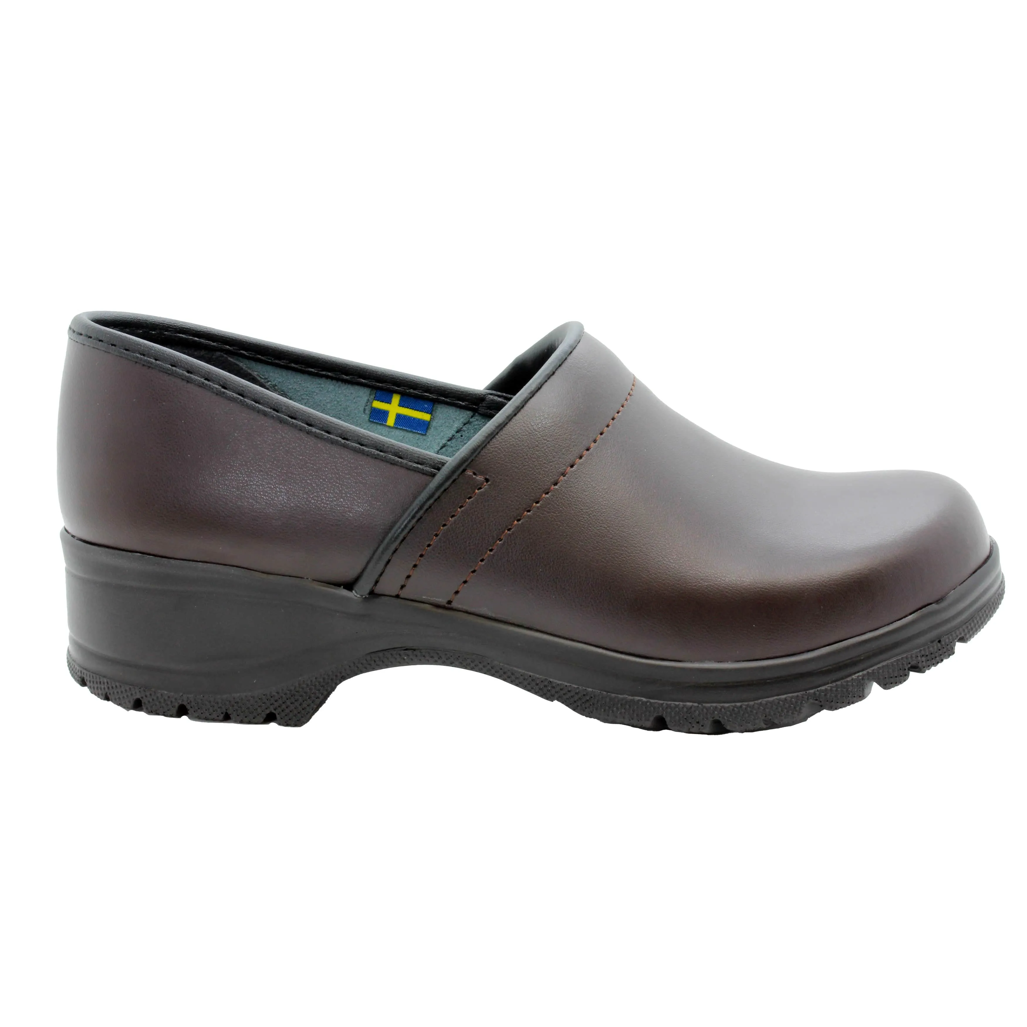 BJORK Flex Pro Closed Back Brown Leather Clogs