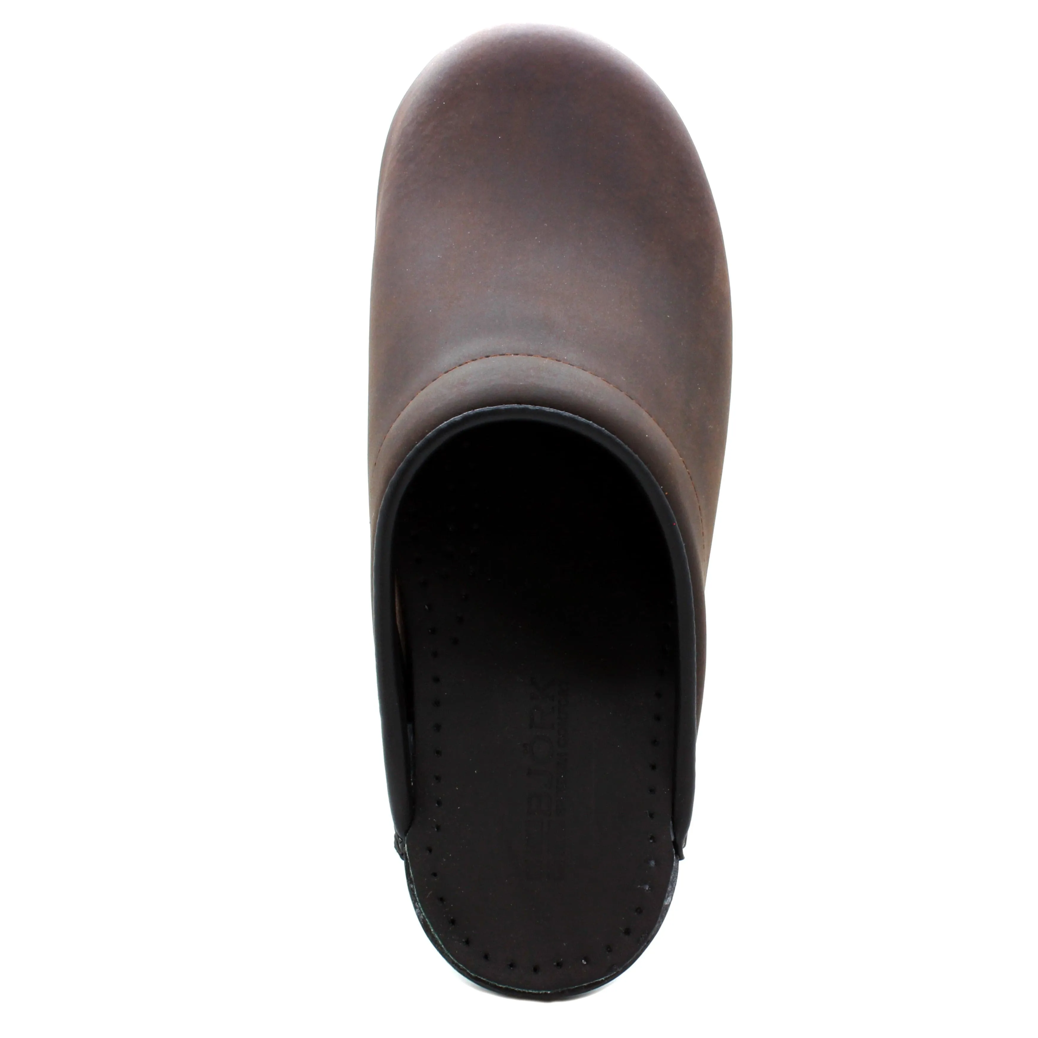 BJORK SARA OPEN BACK Oiled Leather Clogs