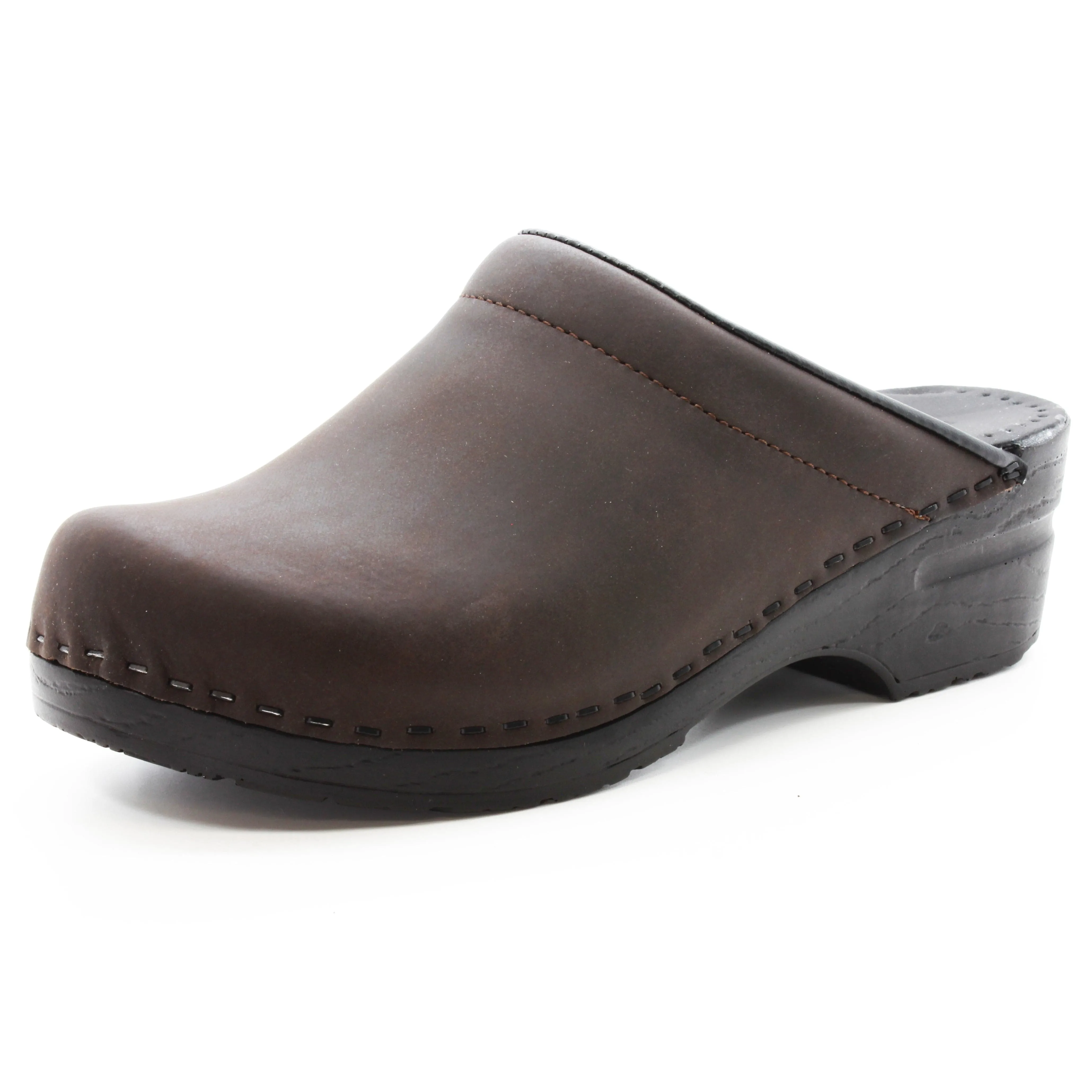 BJORK SARA OPEN BACK Oiled Leather Clogs