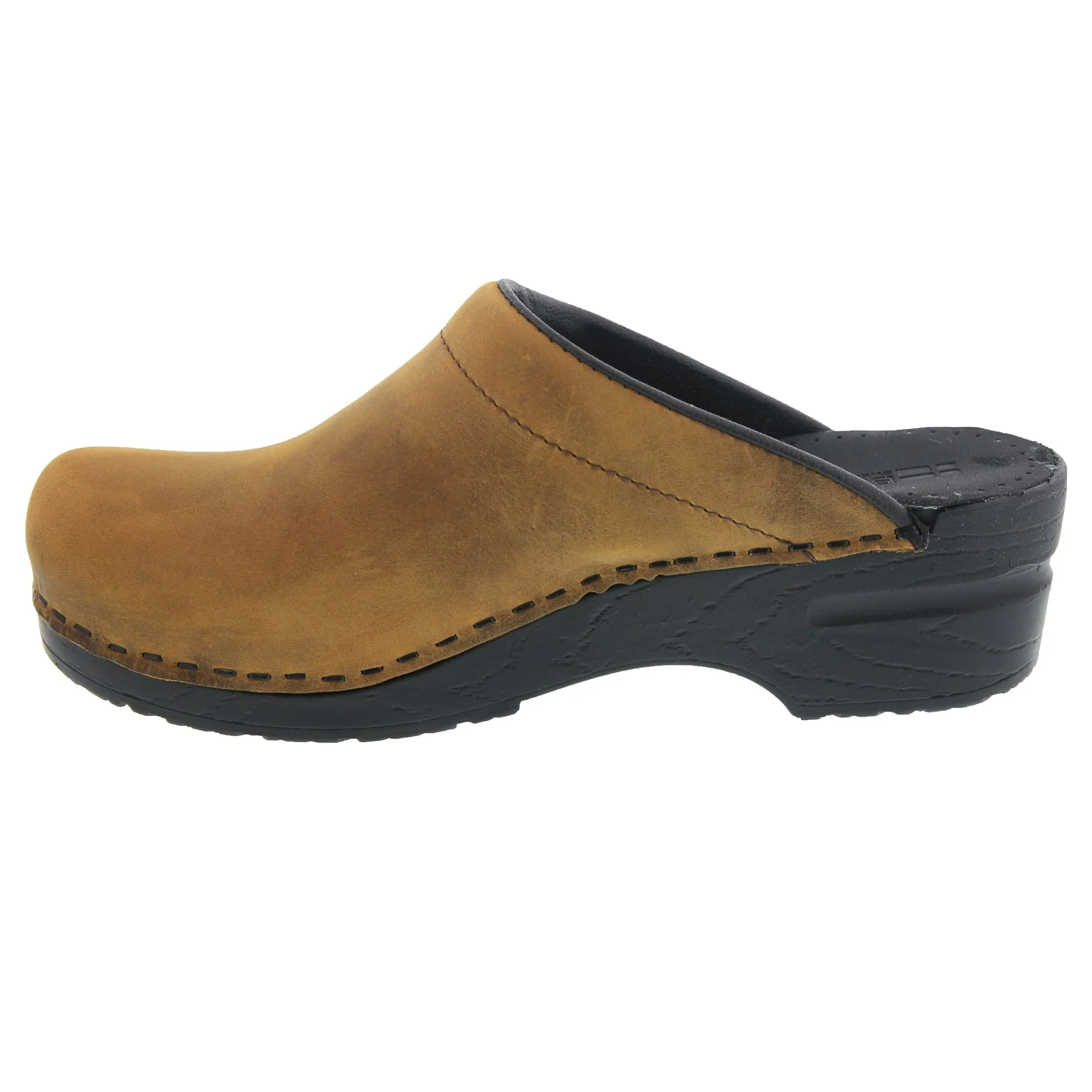 BJORK SARA OPEN BACK Oiled Leather Clogs