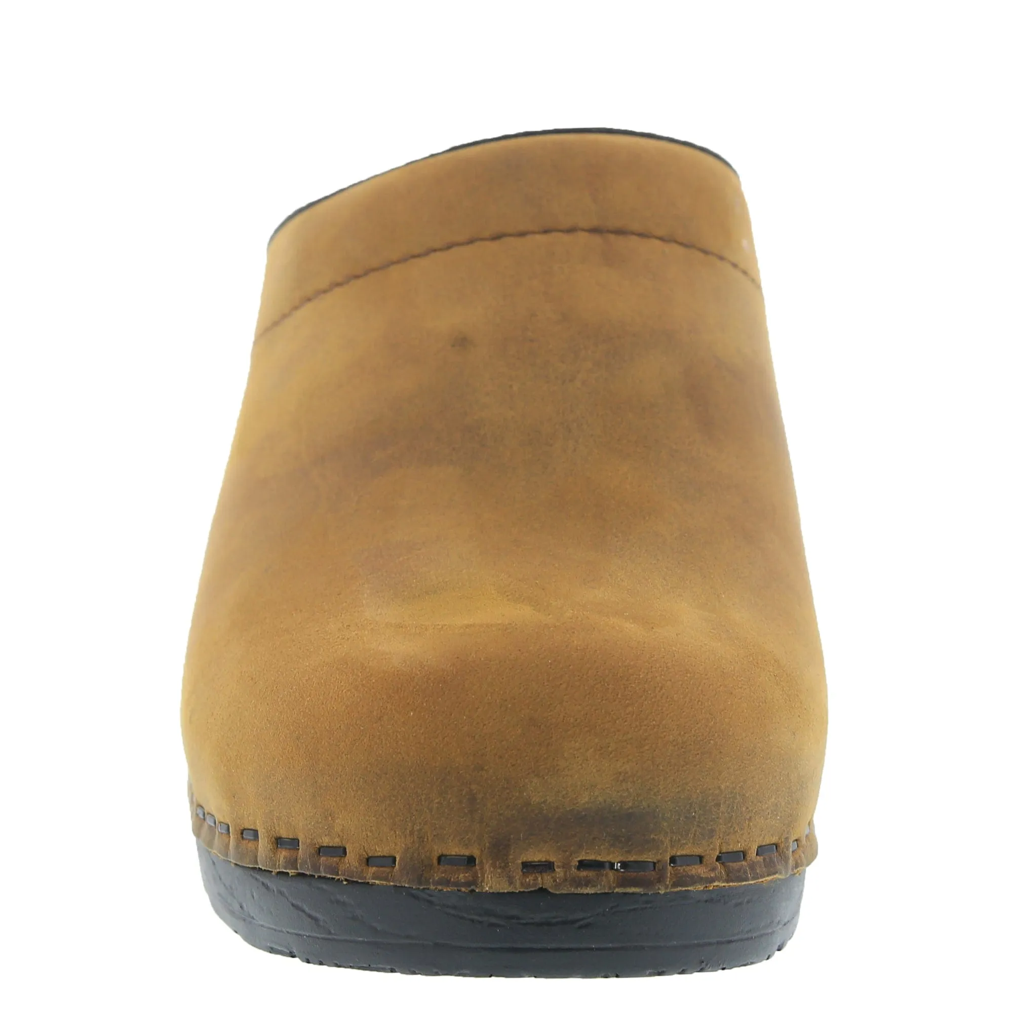 BJORK SARA OPEN BACK Oiled Leather Clogs