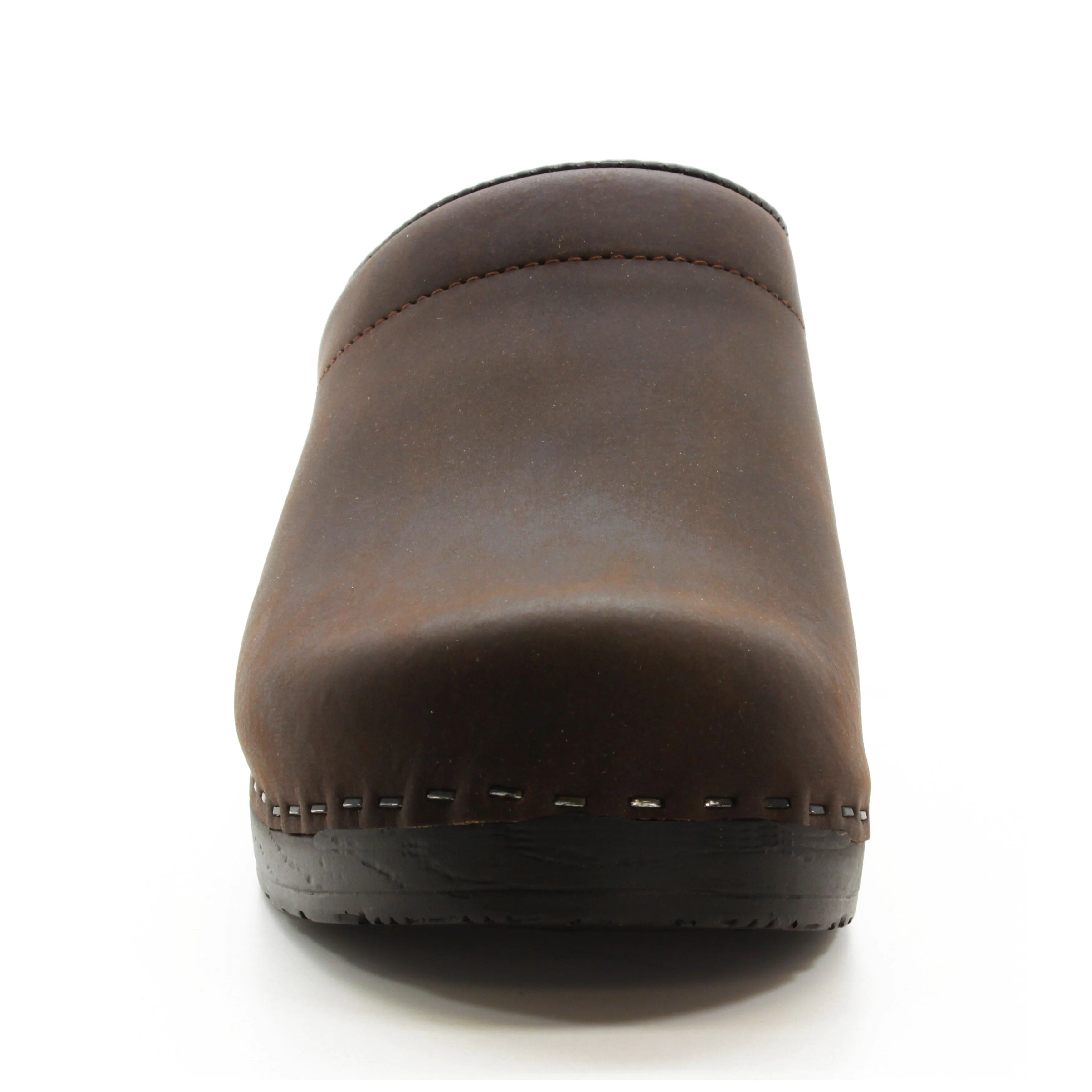 BJORK SARA OPEN BACK Oiled Leather Clogs